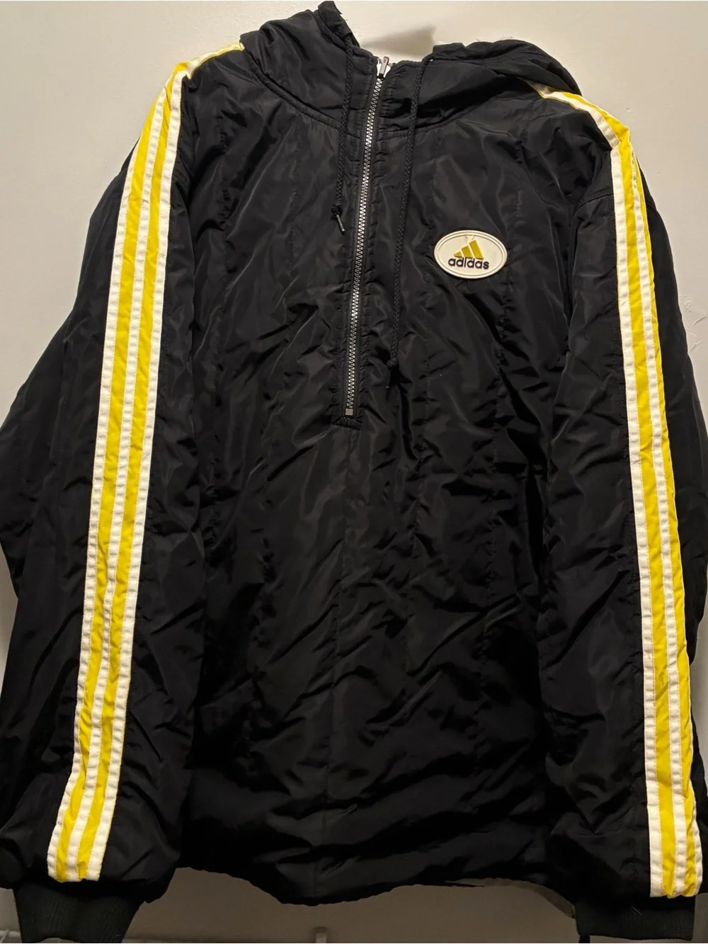 Vintage Y2K Adidas Reversible Half Zip Hoodie Black Windbreaker / Grey Fleece L